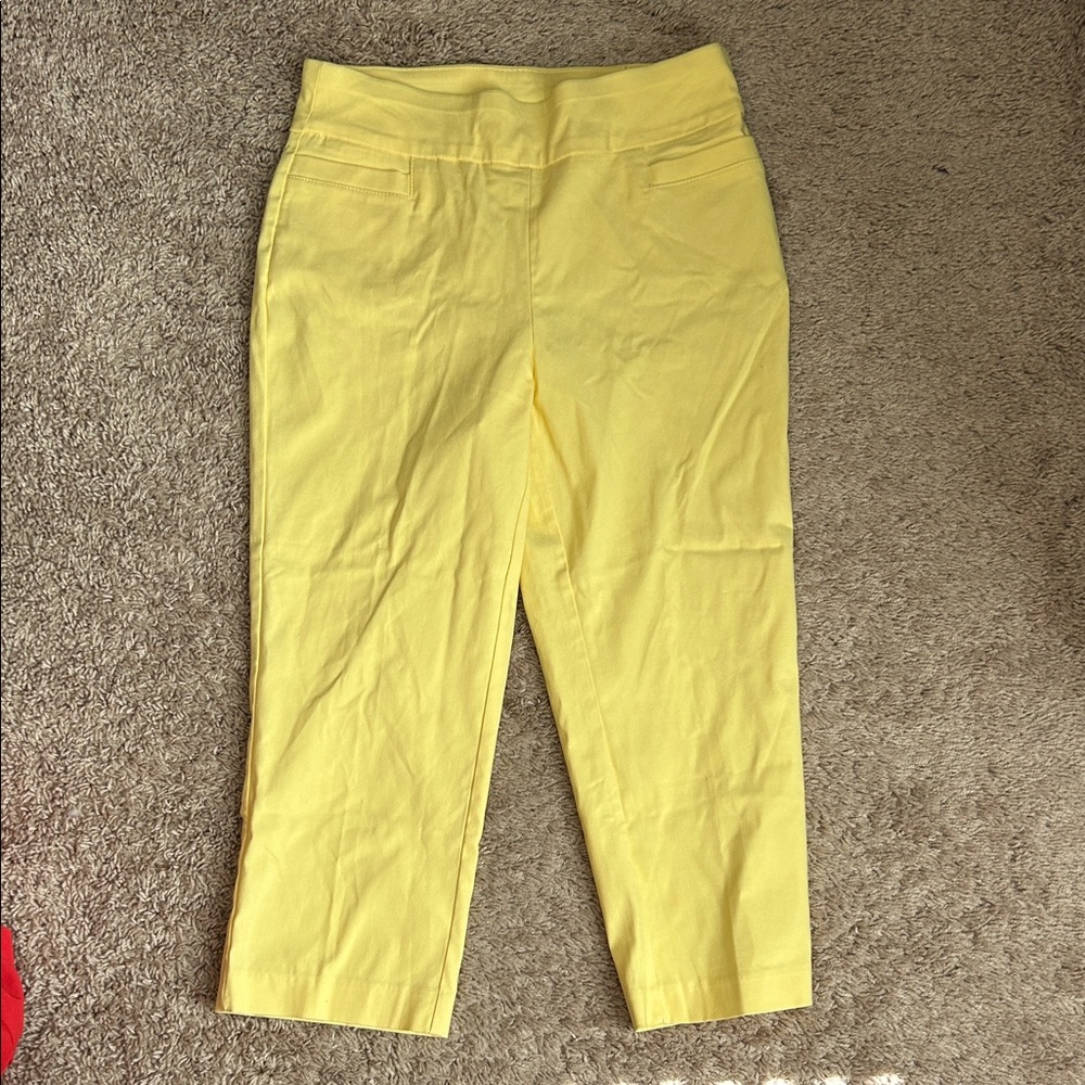 Kim Rogers yellow capri pants, tummy control, size 6